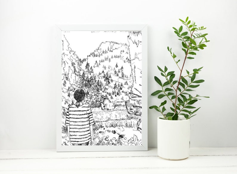 A Million Dots Pointillism Landscape Graphic Art Illustration Pen Art Abstract Art Wall Art Pdf Print Printable Poster