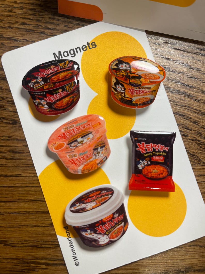 Mini Food Acrylic Magnet Set: Buldak Korean Ramen Fridge Decor - Etsy