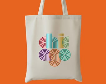 Canvas draagtas Chicago Line Art | Stadsontwerpcadeau
