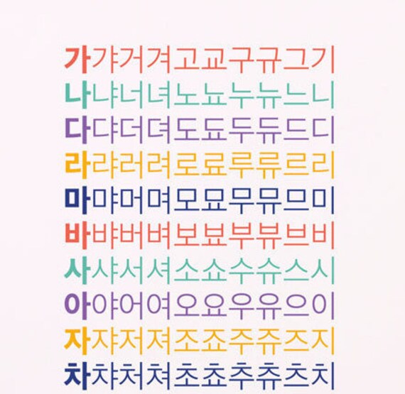 korean letters alphabet hangul poster international artwork for nursery kids interior decor korean letters