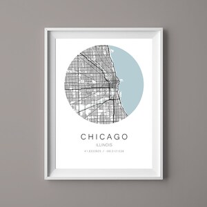 Chicago Illinois - Boston Karte Druck - Kreis Karte - MAP-001