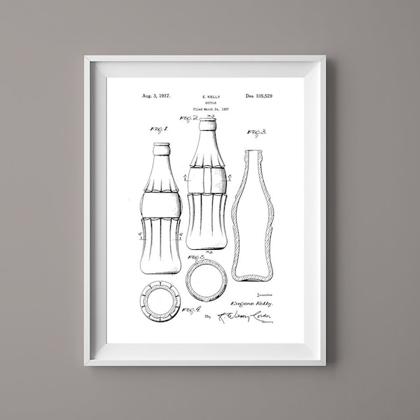 Vintage Coca Cola fles patent print-Coke fles patent-Coca Cola poster-diner Kitchen Art-Instant Download-klaar om af te drukken-#001