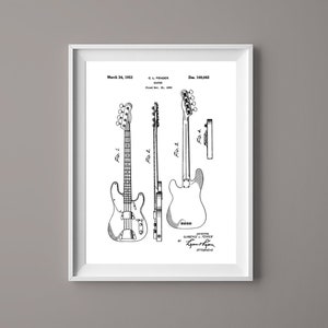 Fender Precision Bass Gitarre PatentDruck Poster - Bass Blaupause - Fender Gitarre - Bass Gitarre Patent - Musiker Geschenk - #085