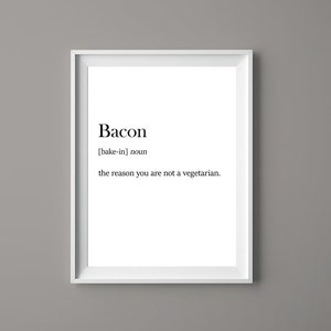 Definición de tocino - Definición de tocino imprimible - Regalo divertido de tocino - Arte de pared - Impresión de tocino - Impresión digital - Decoración del hogar - Descarga instantánea