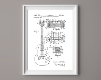 Gibson Les Paul Guitar Patent Print Poster - Gibson Guitar - Guitar Patent - Guitar Poster Art - Electric Guitar - Instant Download #017