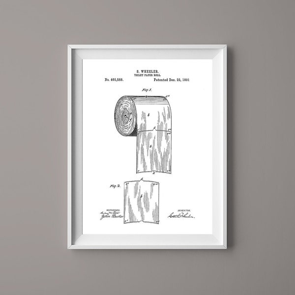 Vintage Toilet Paper Roll Patent Print Poster - Bathroom Art - Bathroom Decor - Bathroom Photo - Instant Download - Ready to Print - #064