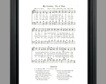 My Country Tis of Thee Hymn Lyrics - Hymnal Sheet - Partituras - Home Decor - Inspirational Art - Descarga instantánea - #HYMN-063