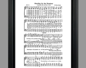 Standing on the Promises Hymn Lyrics - Hymnal Sheet - Sheet Music- Home Decor - Inspirational Art - Instant Download - #HYMN-010