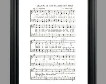 Apoyándose en los brazos eternos Letra del himno - Hoja de himnario - Partituras - Decoración del hogar - Arte inspirador - Regalo - Descargar al instante #HYMN-023
