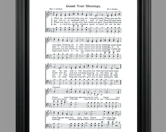 Cuenta tus bendiciones Himno Impreso - Hoja de himnario - Partituras - Arte mural - Decoración del hogar - Arte inspirador - Descarga instantánea - #HYMN-070
