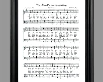 The Church's One Foundation Hymn Lyrics - Noten musik Art - Gesangskunst - Dekor - Musiknoten - Geschenk - Sofort Download - #HYMN-057
