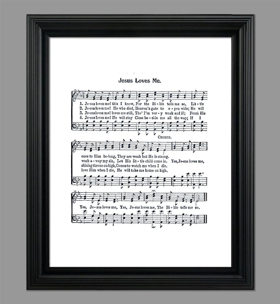 Jesus Loves Me Hymn Lyrics Hymnal Sheet Sheet Music Home Decor Inspirational Art Gift Instant Download Hymn 024