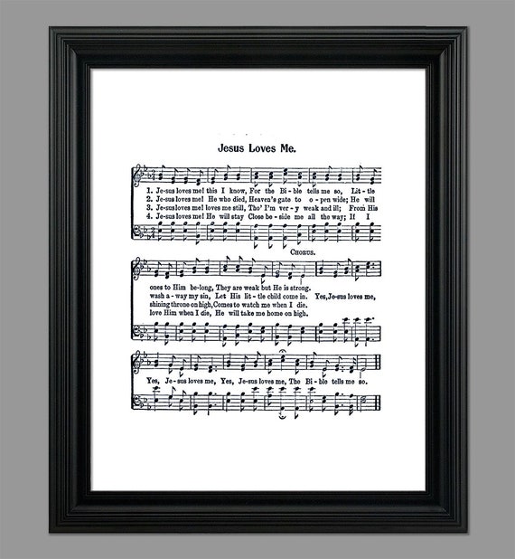 Jesus Loves Me Hymn Lyrics Hymnal Sheet Sheet Music Home Decor Inspirational Art Gift Instant Download Hymn 024