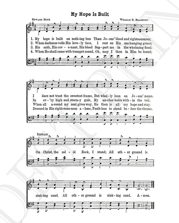 My Hope Is Built Hymn Gospel Music Funeral Song Sheet Etsy This lyrics has been read 59 times. etsy