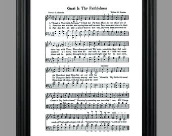 Testo canzone Great is thy Faithfulness Hymn - Hymnal Art - Sheet Music- Home Decor - Inspirational Art - Gift - Instant Download - #HYMN-043
