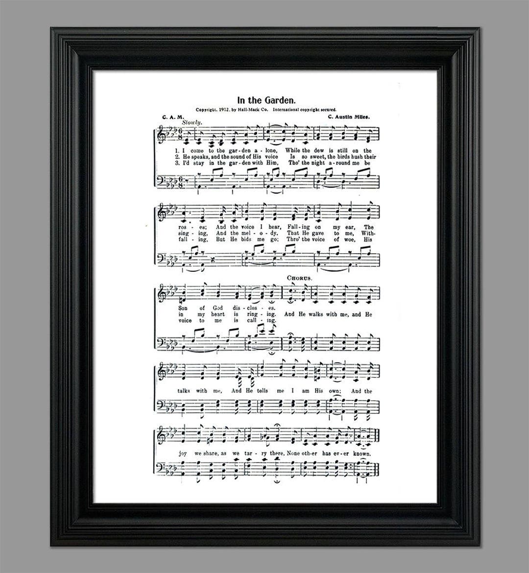 In the Garden Hymn Lyrics - Sheet Music Art - Hymn Art - Hymnal Sheet ...
