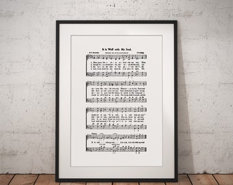 It Is Well With My Soul Hymn Lyrics - Hymnal Sheet - Sheet Music- Home Decor - Inspirational Art - Gift - Instant Download - #HYMN-002