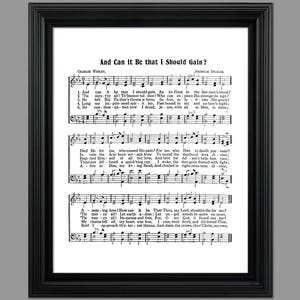 And Can It Be That I Should Gain Hymn Lyrics - Hymnal Sheet - Sheet Music- Home Decor - Inspirational Art - Instant Download - #HYMN-047