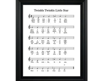 Twinkle Twinkle Little Star Print - Printable Wall Art - Sheet Music Print - Digital Print - Home Decor - Instant Download