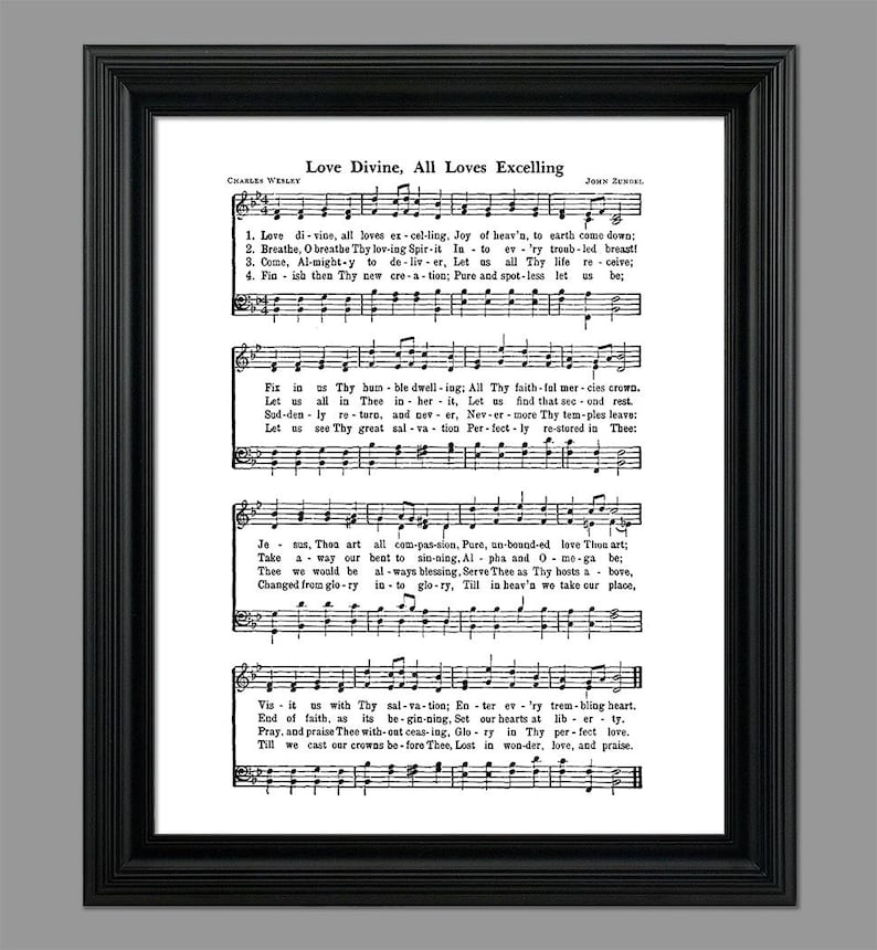 Love Divine All Loves Excelling Hymn Lyrics Sheet Music Art - Etsy ...
