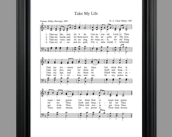 Take My Life And Let It Be Hymn Lyrics - Partituras - Arte del himno - Hoja de himnos - Decoración del hogar - Hoja de música Regalo Descarga instantánea #HYMN-052