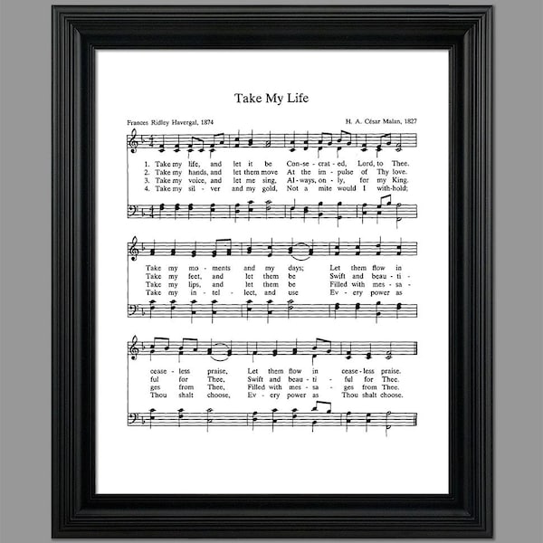 Take My Life And Let It Be Hymn Lyrics - Sheet Music Art - Hymn Art - Hymn Sheet - Home Decor - Music Sheet Gift Instant Download #HYMN-052