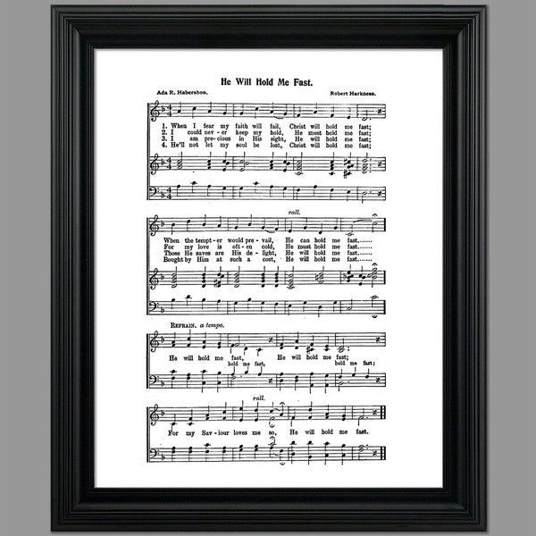 He Will Hold Me Fast Hymn Lyrics - Hymnal Sheet - Sheet Music- Home Decor - Inspirational Art - Gift - Instant Download - #HYMN-039