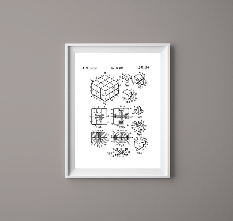 Ready to Print Ruics Cube Vintage #063 Instant Download Rubicks Cube Rubik/'s Cube Patent Print Poster Art