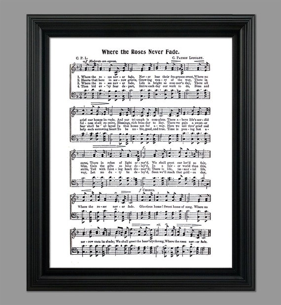 Where the Rose Never Fades Hymn Lyrics Hymnal Sheet Sheet - Etsy