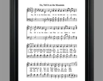 Go Tell It On The Mountain Hymn Lyrics - Sheet Music Art - Hymnal Home Decor - Inspirational Art - Gift - Instant Download - #HYMN-044