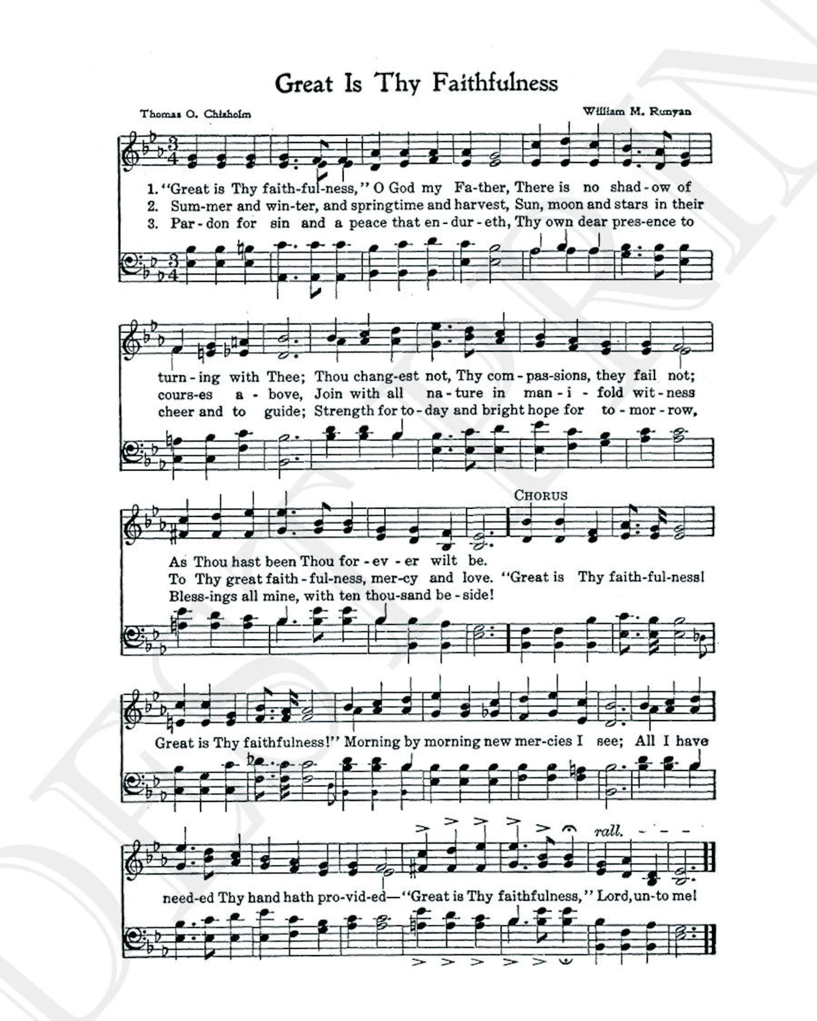 Great is Thy Faithfulness Hymn Lyrics Hymnal Art Sheet Etsy