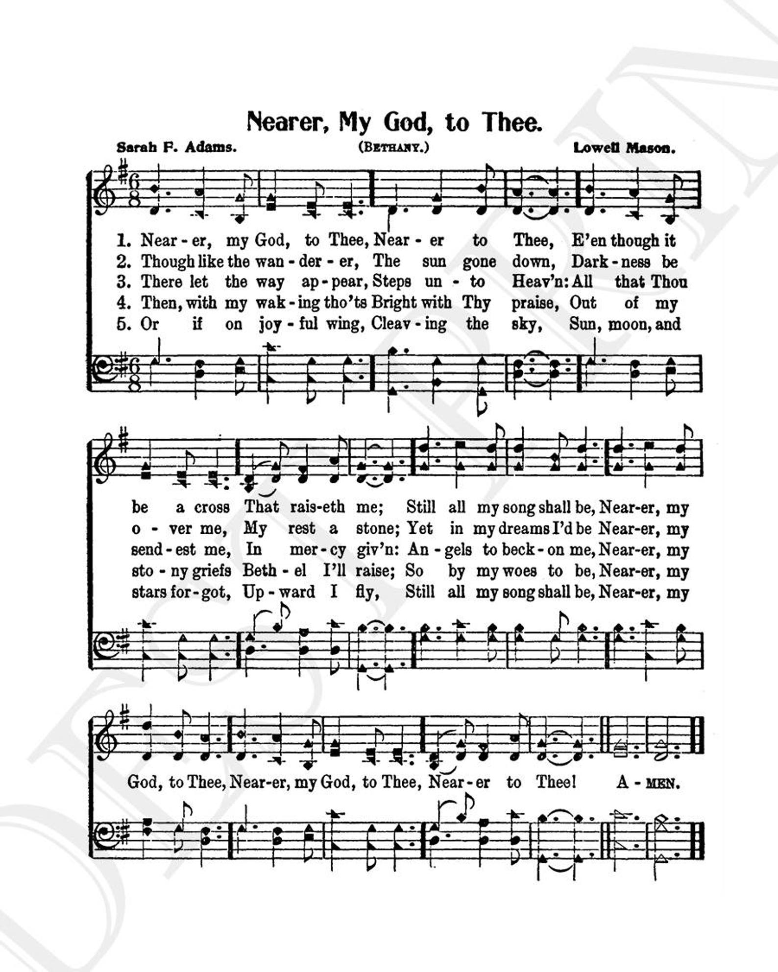 A Night To Remember Nearer My God To Thee Nearer My God to Thee Hymn Hymnal Sheet Sheet Music - Etsy Canada