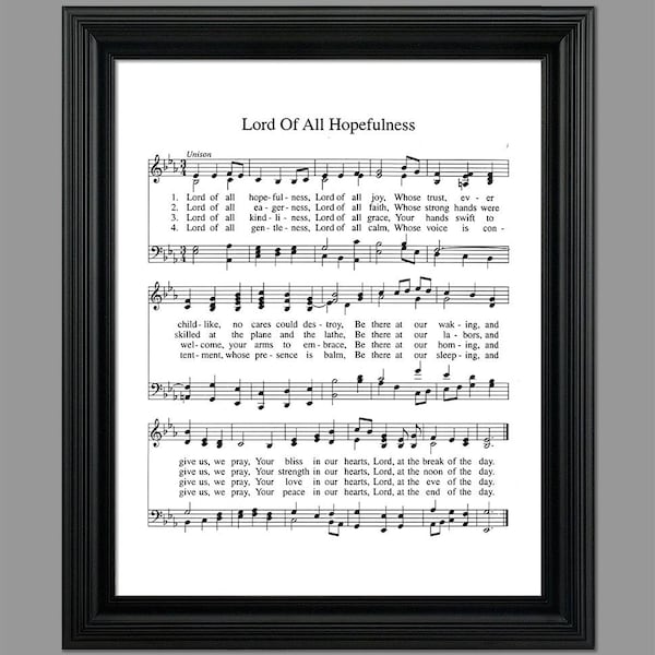 Lord of all Hopefulness Hymn Lyrics - Sheet Music Art - Hymn Art - Home Decor - Inspirational Art - Gift - Instant Download - #HYMN-048