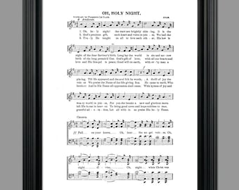 Oh, Holy Night Christmas Song Lyrics - Christmas Sheet - Sheet Music- Home Decor - Inspirational Art - Gift - Instant Download - #HYMN-029