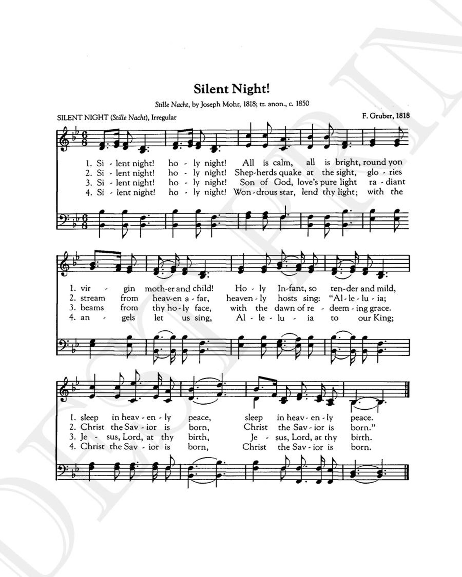 Silent Night Christmas Song Lyrics Christmas Sheet Sheet | Etsy