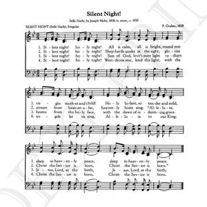 Silent Night Christmas Song Lyrics Christmas Sheet Sheet - Etsy