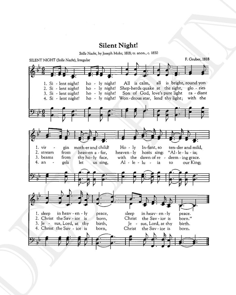 Lyrics To Silent Night Printable - Printable World Holiday