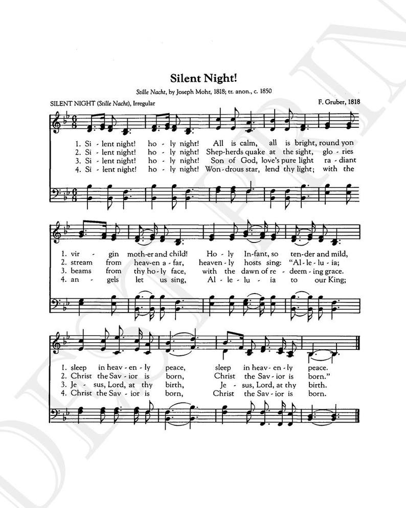 Lyrics To Silent Night Printable - Printable World Holiday