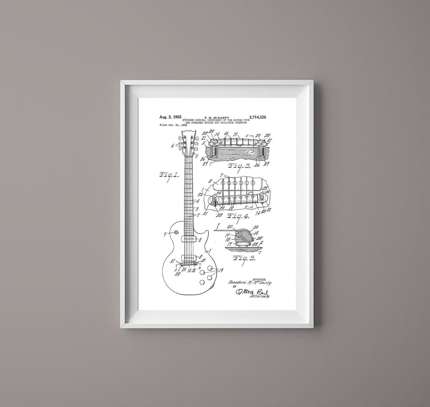 Gibson Les Paul Guitar Patent Print Poster - Gibson Guitar - Guitar ...