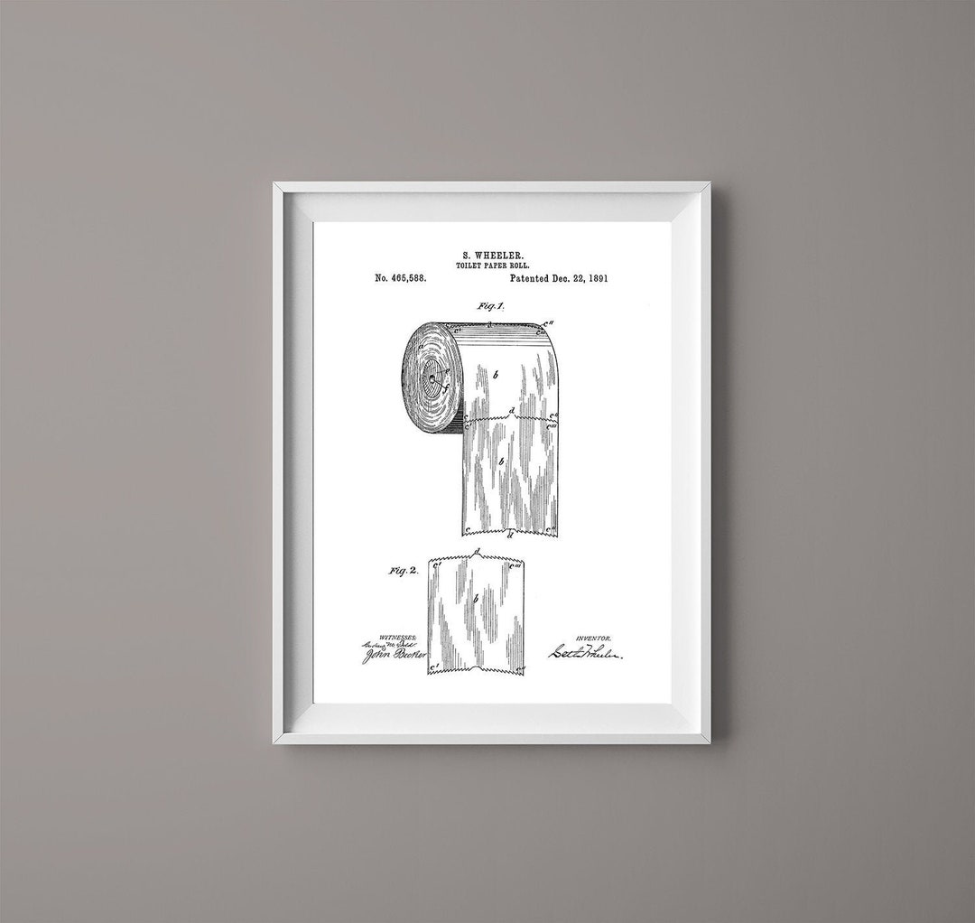 Vintage Toilet Paper Roll Patent Print Poster - Bathroom Art - Bathroom ...