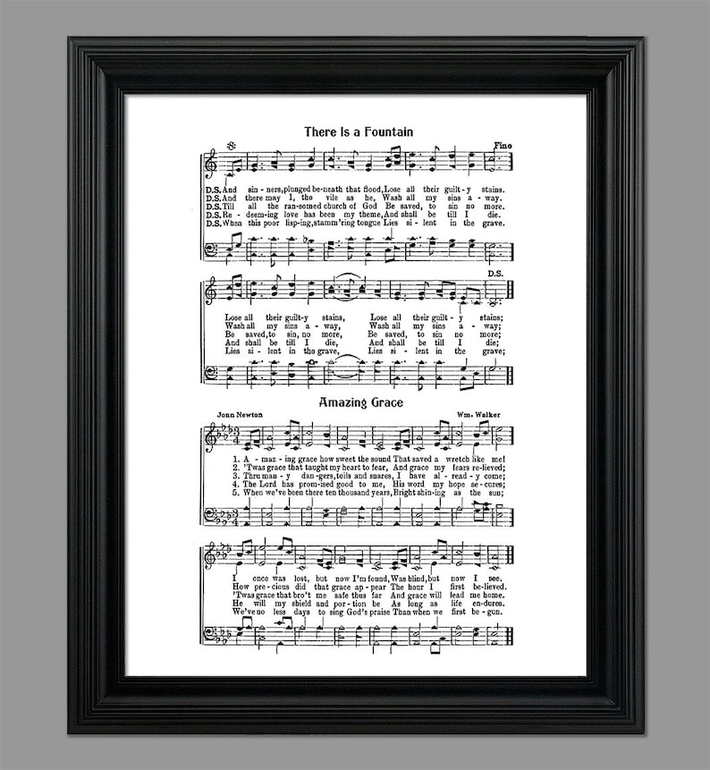 There is A Fountain Hymn Lyrics Hymnal Sheet Sheet Music Home Decor Inspirational Art Gift Hymn