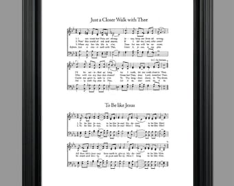 Just A Closer Walk With Thee Hymn Lyrics - Bladmuziek kunst - Hymne Kunst - Hymne Blad - Home Decor Muziek Blad Cadeau instant Download #HYMN-054