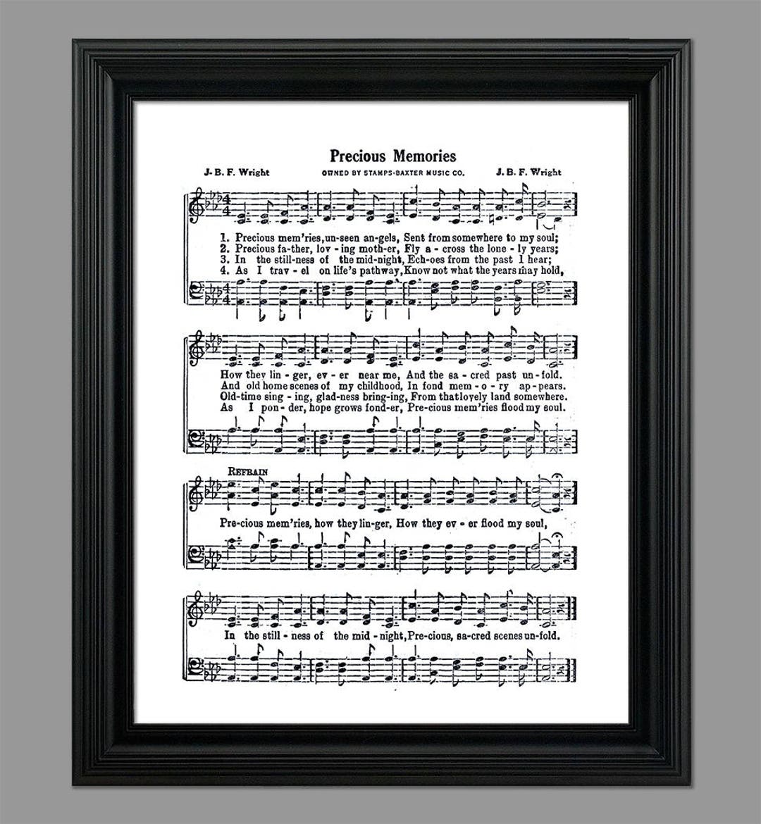 Precious Memories Hymn - Gospel Music - Funeral Song- Sheet Music- Home ...