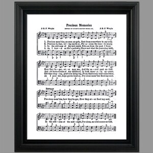 Precious Memories Hymn - Gospel Music - Funeral Song- Sheet Music- Home Decor - Inspirational Art - Gift - Instant Download - #HYMN-065
