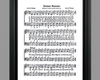 Precious Memories Hymn Print Gospel Music Funeral Song Sheet Music Home ...