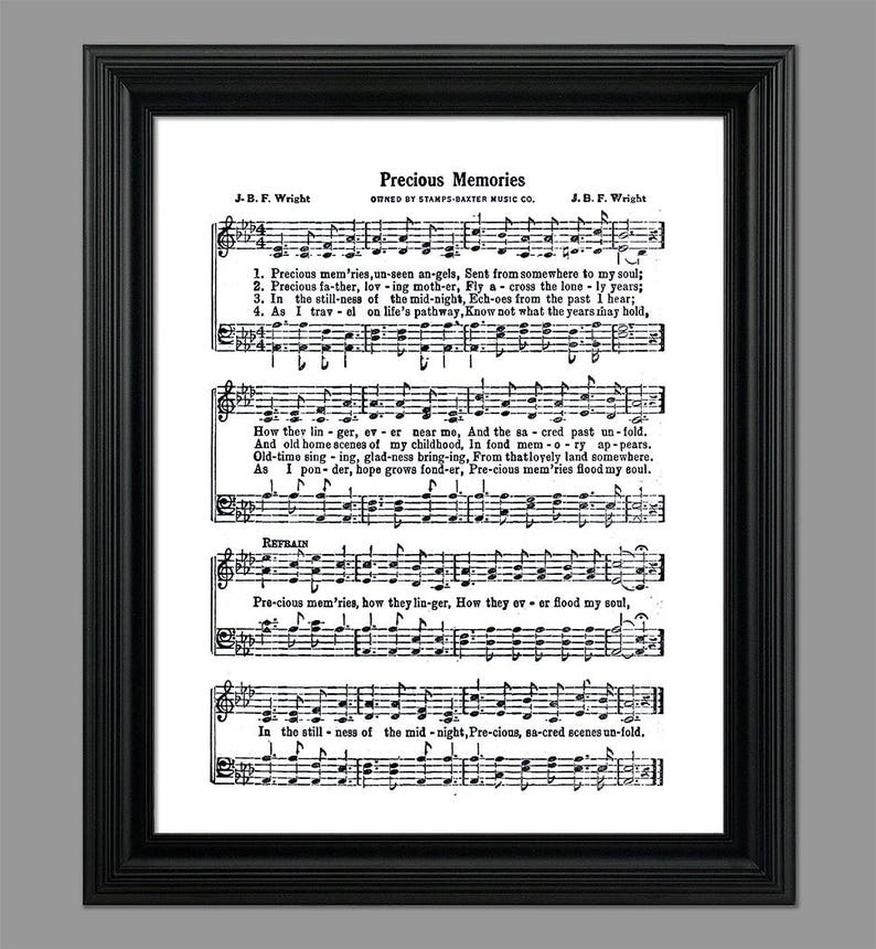 Precious Memories Hymn Gospel Music Funeral Song Sheet Music Home Decor ...