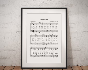 Amazing Grace Hymn Lyrics - Sheet Music Art - Hymn Art - Hymnal Sheet- Home Decor - Inspirational Art - Gift - Download istantaneo - #HYMN-017