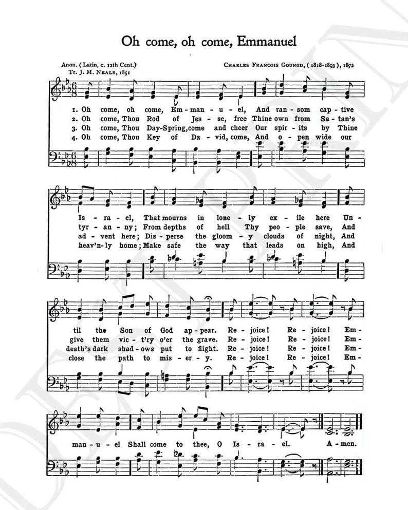 Oh Come, Oh Come, Immanuel Christmas Song Lyrics Christmas Sheet Sheet ...