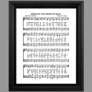 Beneath the Cross of Jesus Hymn Lyrics - Hymnal Sheet - Sheet Music- Home Decor - Inspirational Art - Gift - Instant Download - #HYMN-041