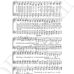 Standing on the Promises Hymn Lyrics - Hymnal Sheet - Sheet Music- Home Decor - Inspirational ...